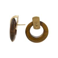 YELLOW GOLD AND TIGER'S EYE 'DOOR KNOCKER' EARRINGS