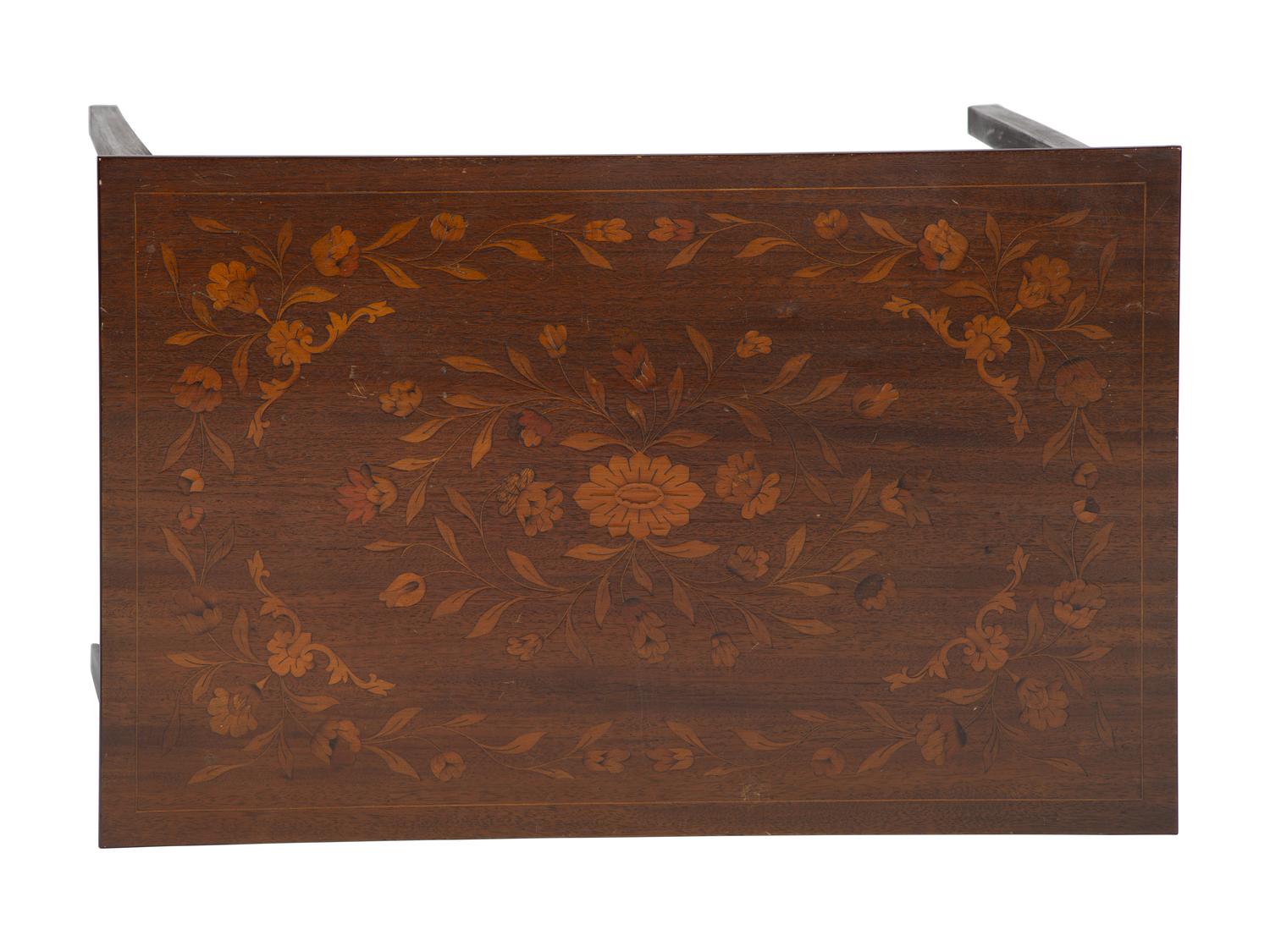 Four Floral Marquetry and String Inlaid Nested Tables