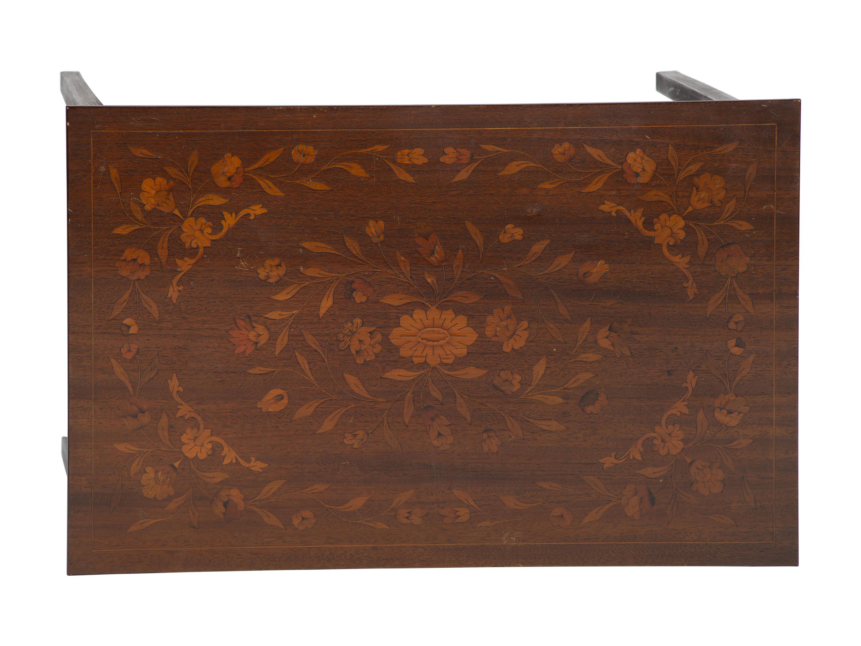 Four Floral Marquetry and String Inlaid Nested Tables