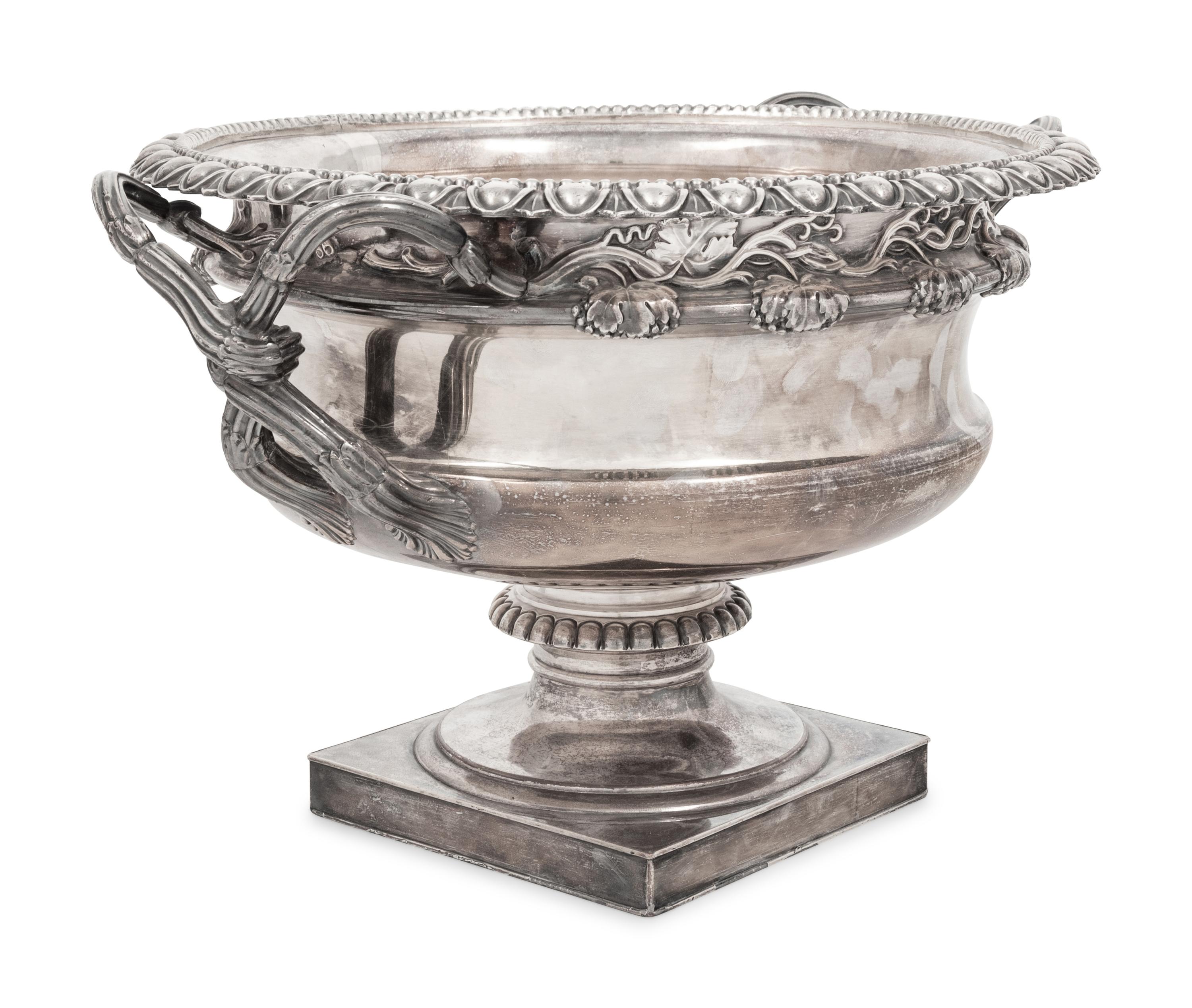 An English Silver-Plate Twin Handled Wine Cooler