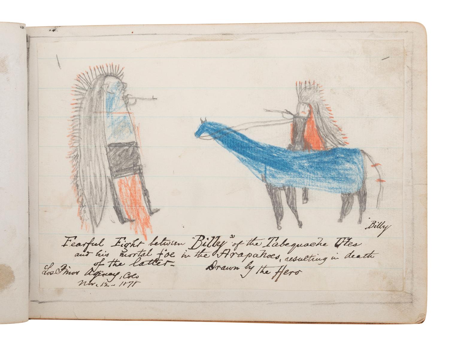 [WESTERN AMERICANA] -- [NATIVE AMERICANS]. Collection of sketches drawn and compiled by U.S. Army officer Charles A.H. McCauley while serving in various military posts, including Native American ledger art from the Los Piños Ute Indian Agency.