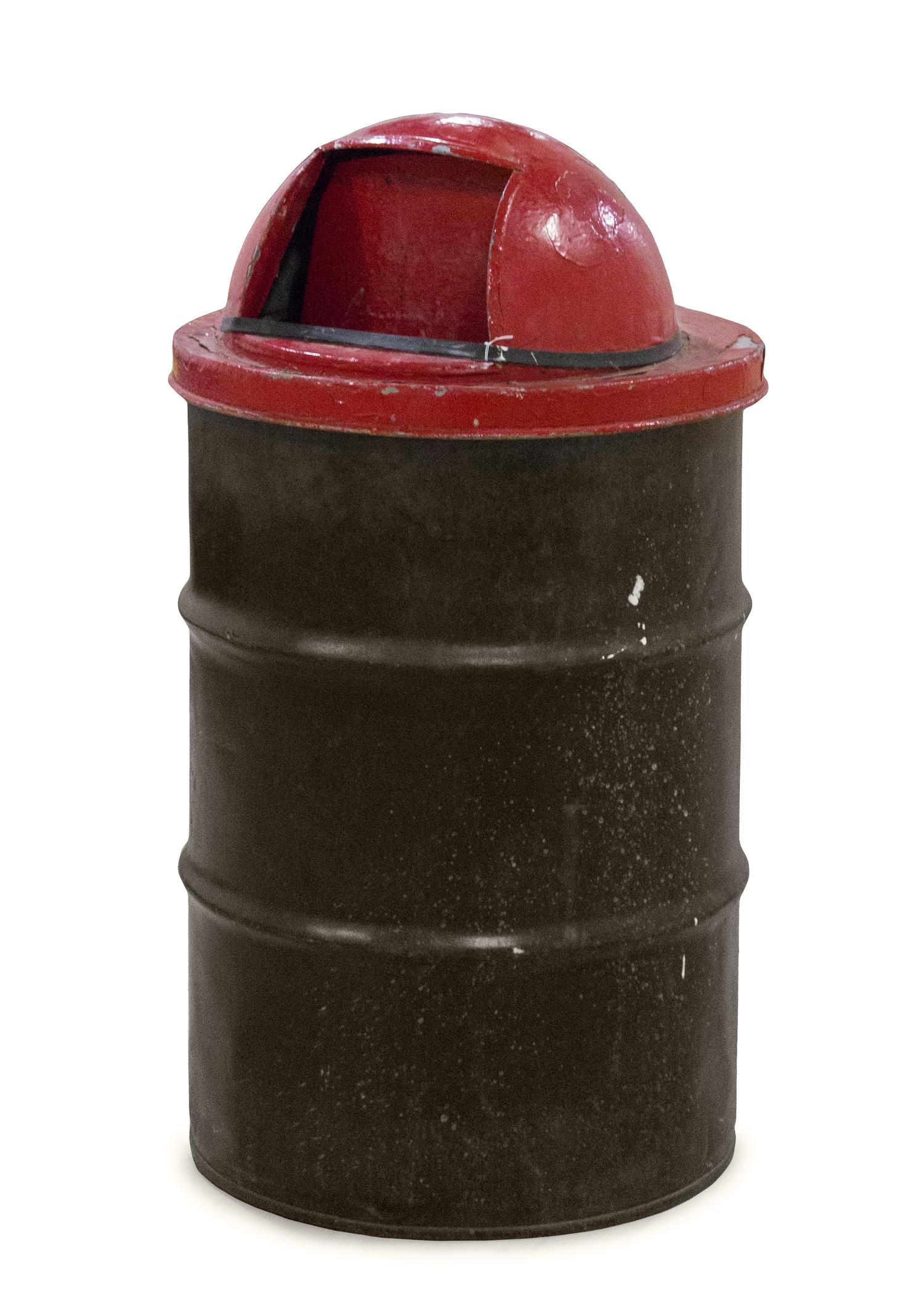 A Painted Metal Garbage Can from the Chicago Stadium (Michael Jordan Rookie Era),