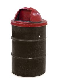 A Painted Metal Garbage Can from the Chicago Stadium (Michael Jordan Rookie Era),
