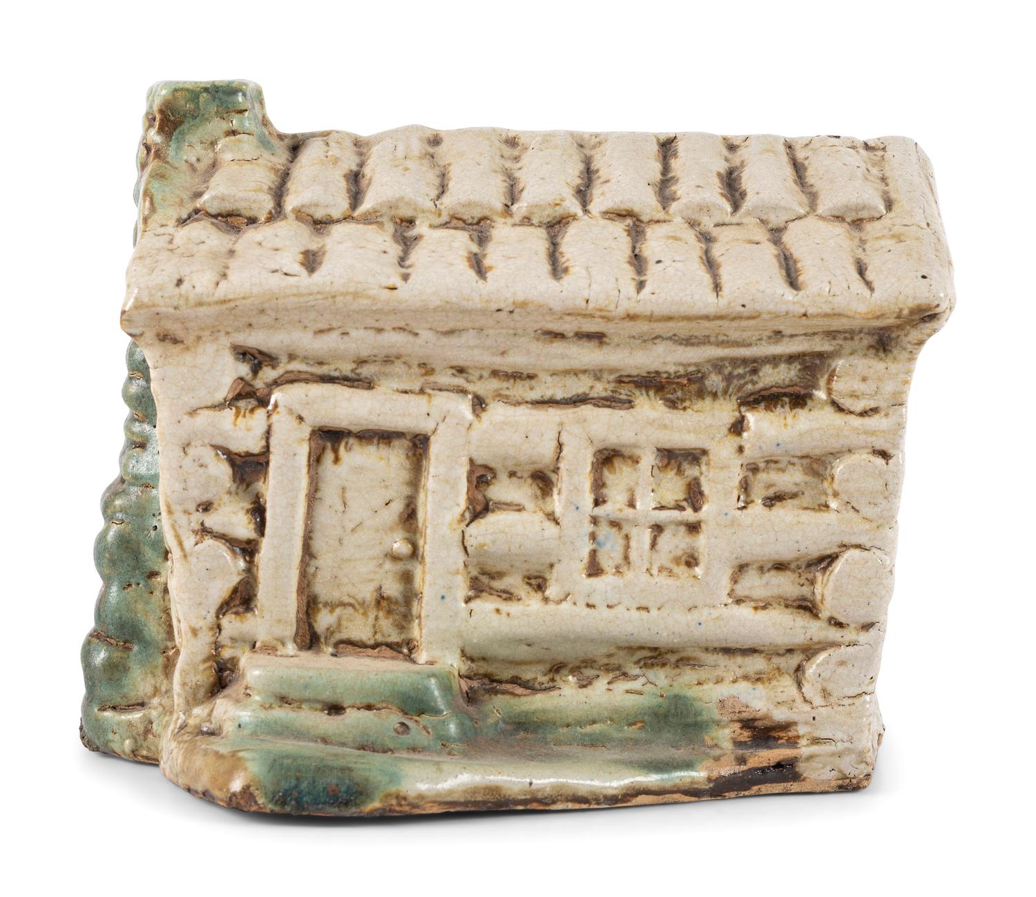 A Scarce Dalton, Ohio Stoneware Log Cabin Bank
