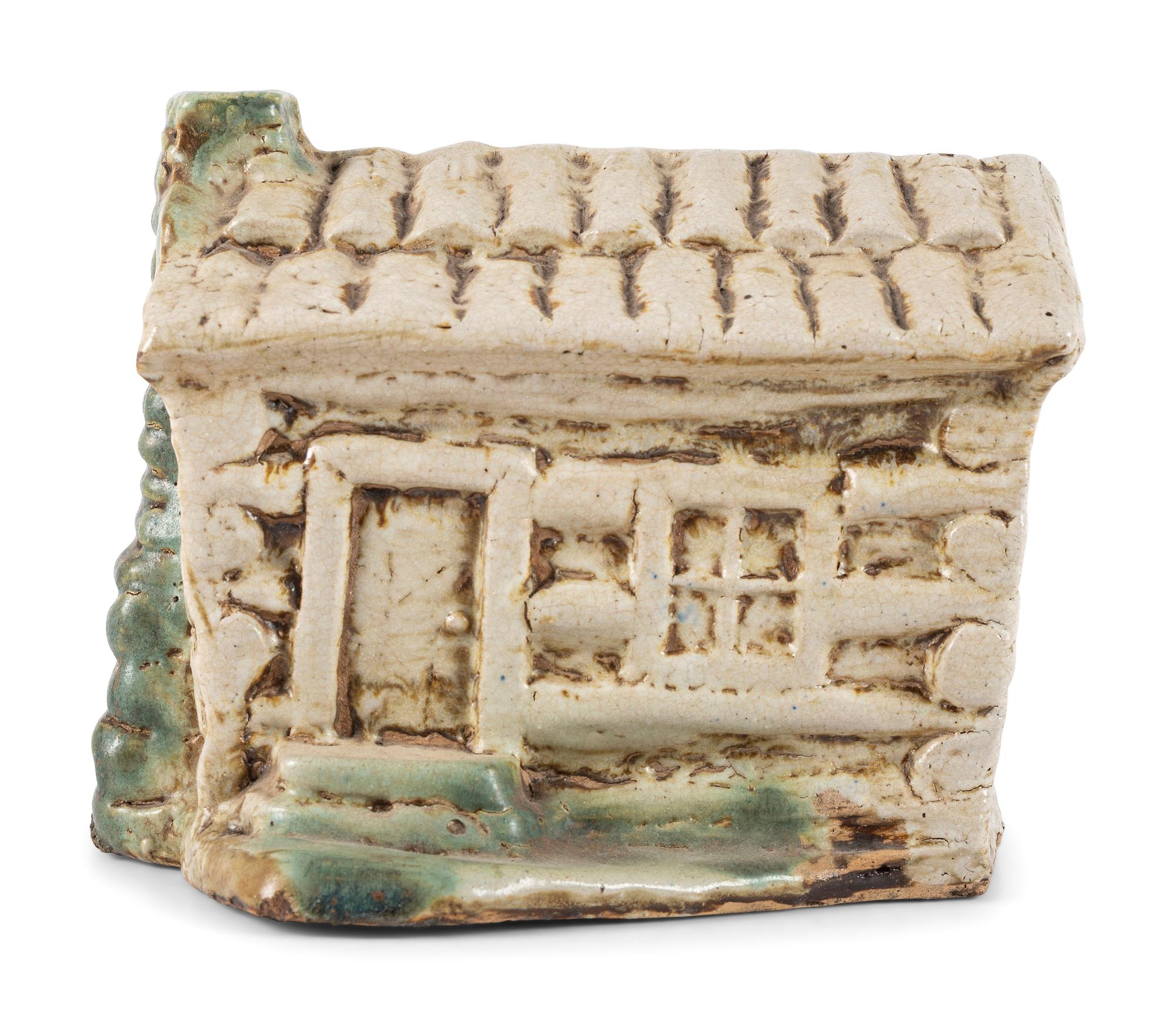 A Scarce Dalton, Ohio Stoneware Log Cabin Bank