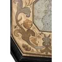 An English Metallic Stumpwork Embroidered Framed Mirror