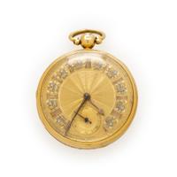 18K YELLOW GOLD POCKET WATCH WITH FLOWER MOTIF