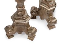 A Set of Four Northern European Gilt and Silvered Wood Candlesticks