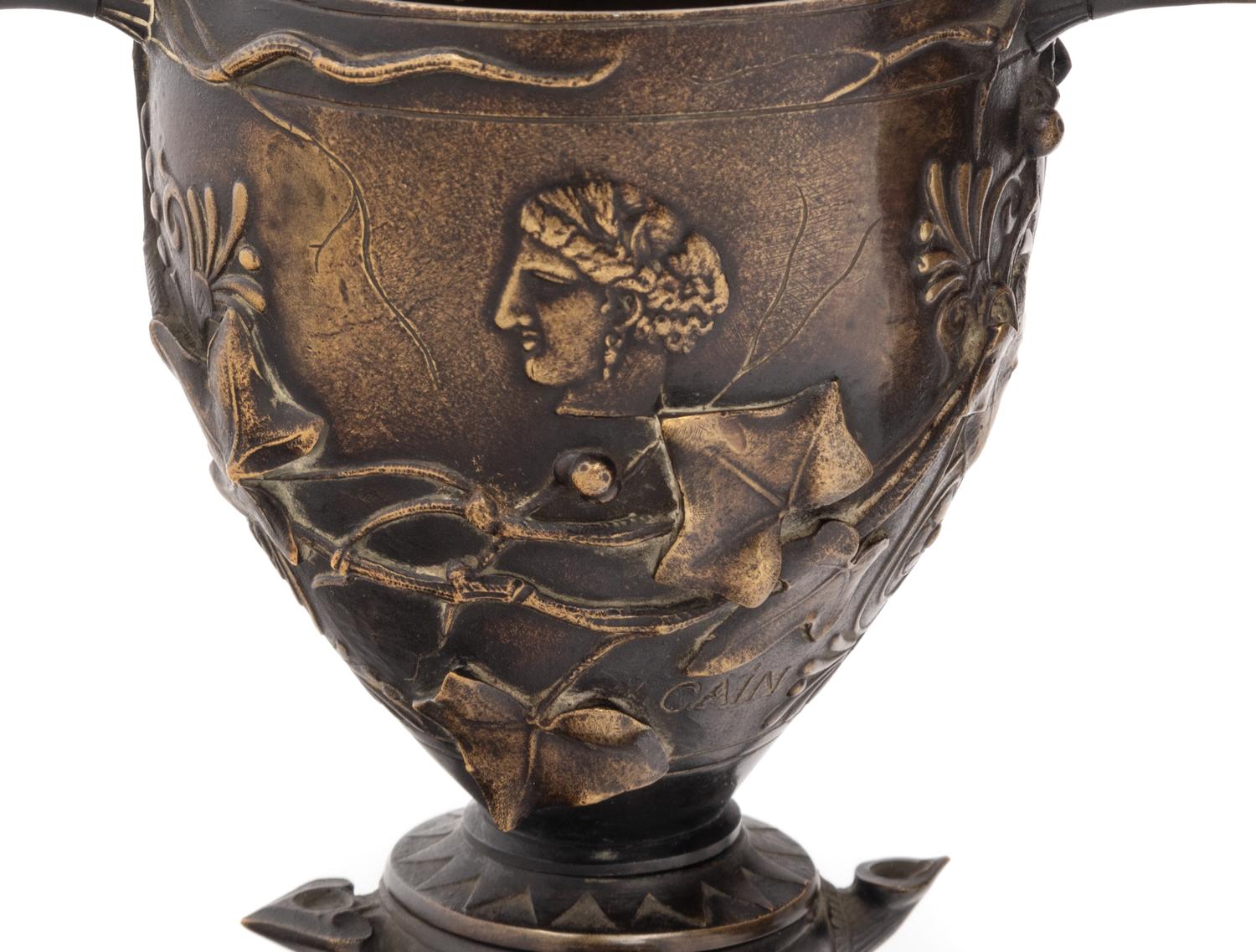 Two Grand Tour Bronze Cups by Auguste-Nicolas Cain (French, 1821-1894)