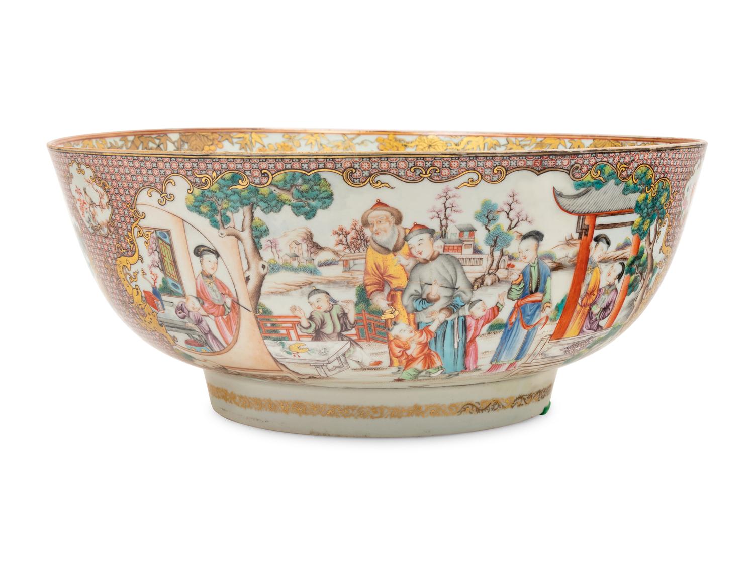 A Chinese Export Porcelain Punch Bowl