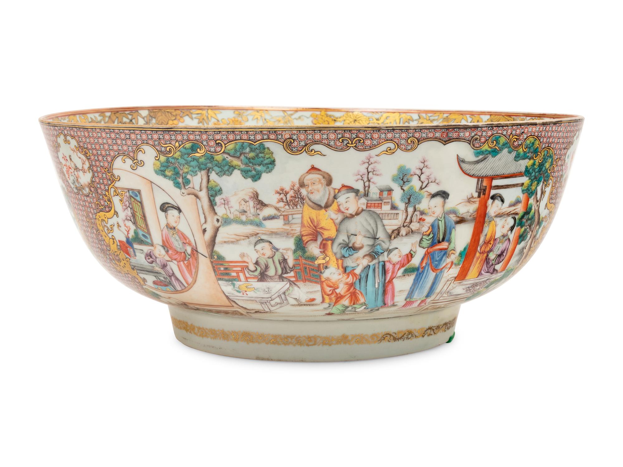 A Chinese Export Porcelain Punch Bowl