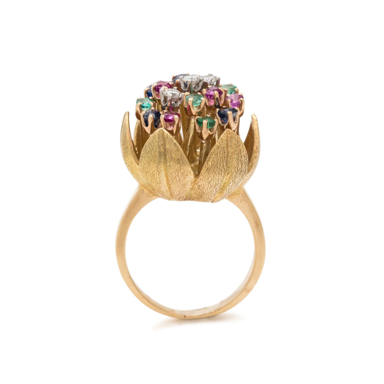 DIAMOND AND MULTIGEM FLOWER RING
