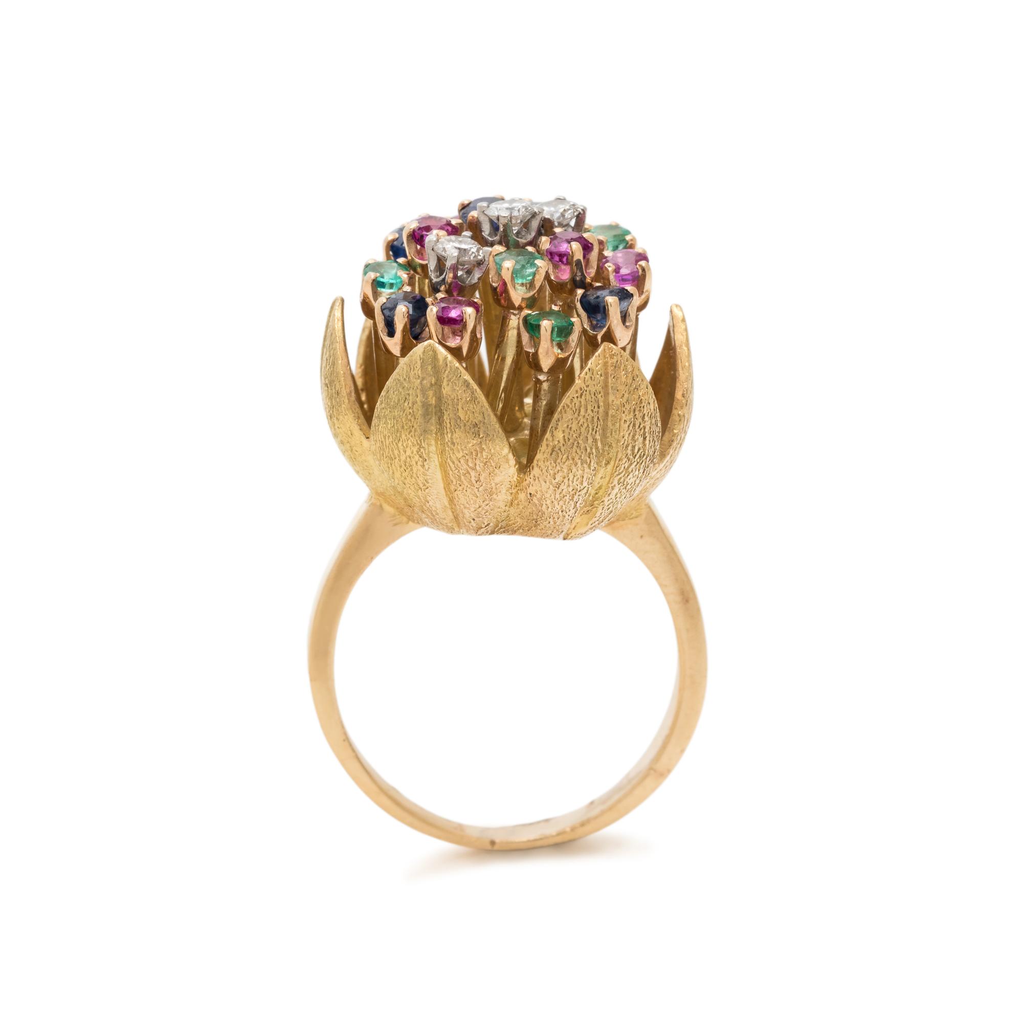 DIAMOND AND MULTIGEM FLOWER RING
