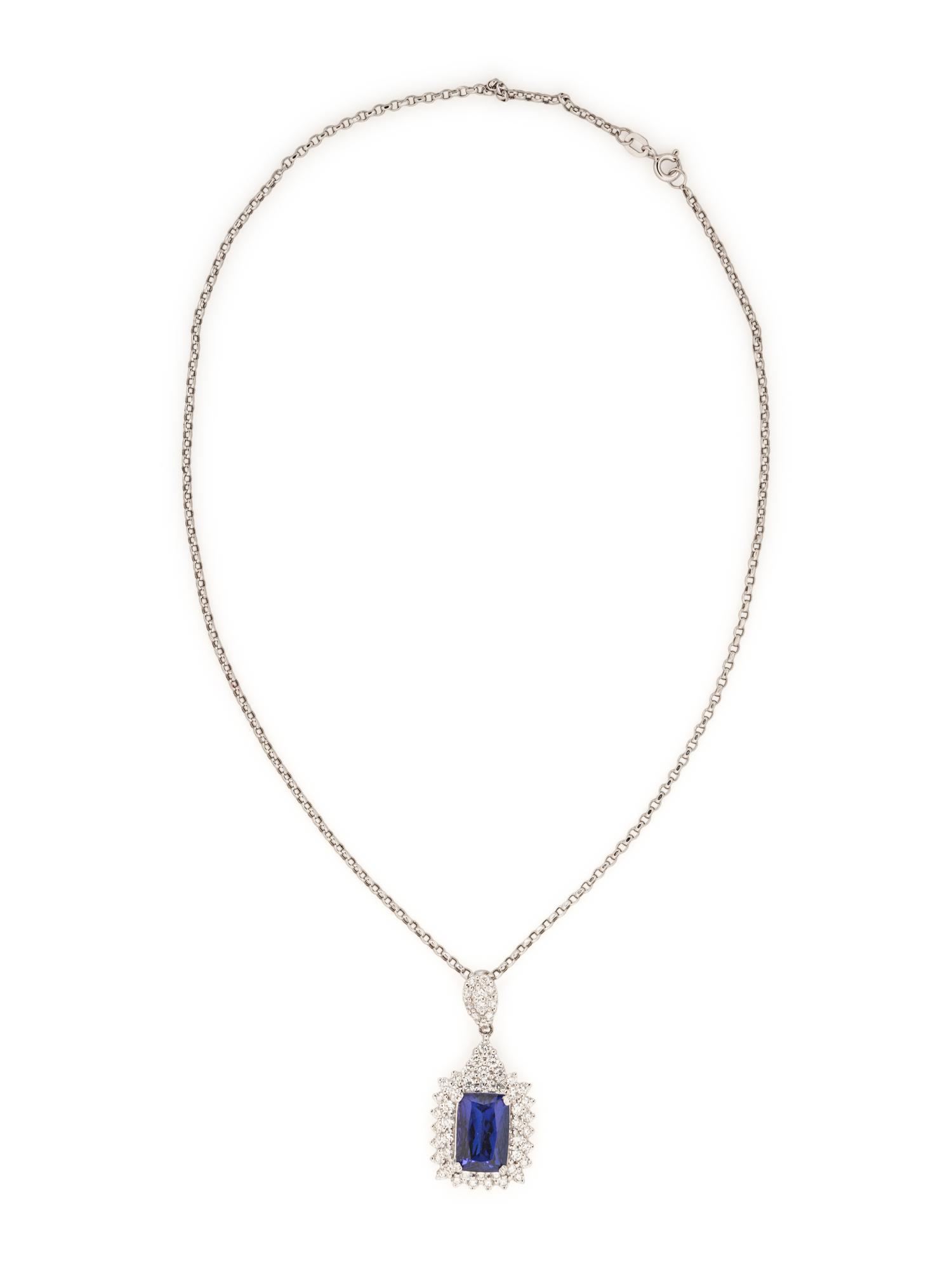TANZANITE AND DIAMOND PENDANT NECKLACE