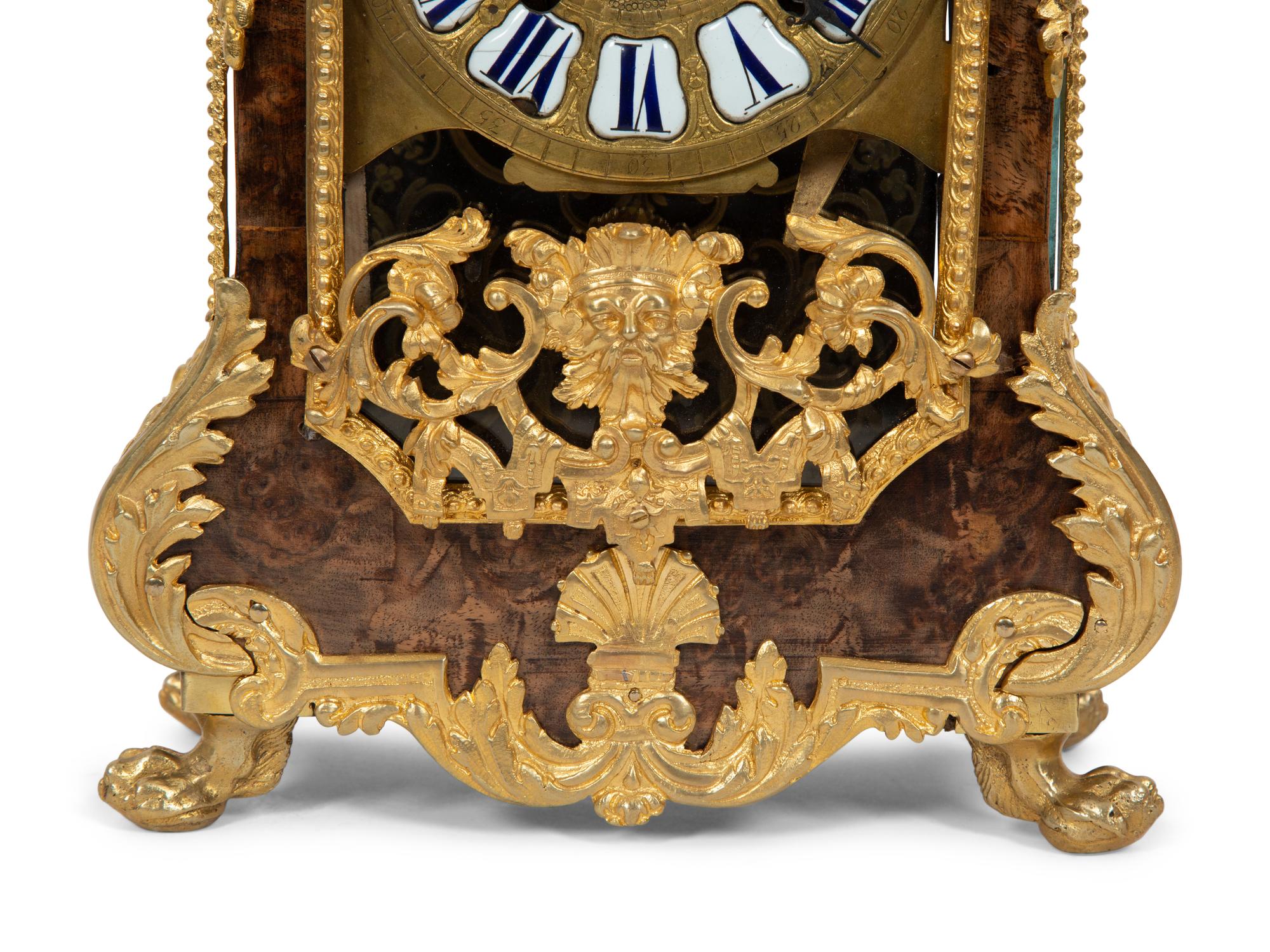 A Louis XV Gilt Bronze Mounted Walnut Bracket Clock