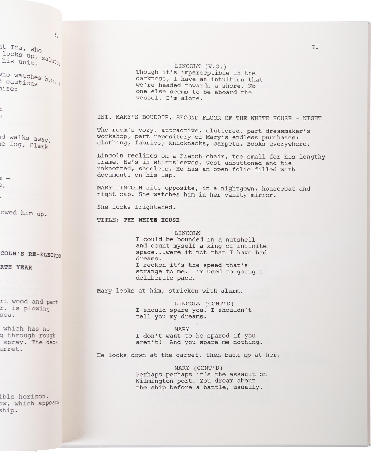 (Screenplays) A group of memorabilia from the film Lincoln . DreamWorks Pictures, Steven Speilberg, 2012. Comprising: