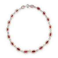 DIAMOND AND GLASS-FILLED RUBY NECKLACE