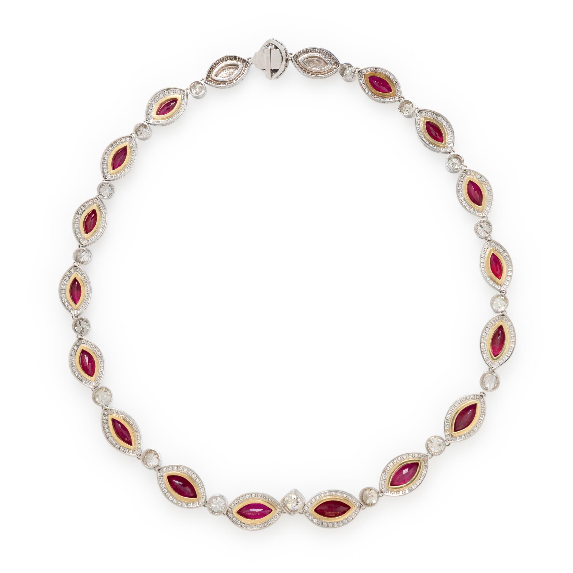 DIAMOND AND GLASS-FILLED RUBY NECKLACE