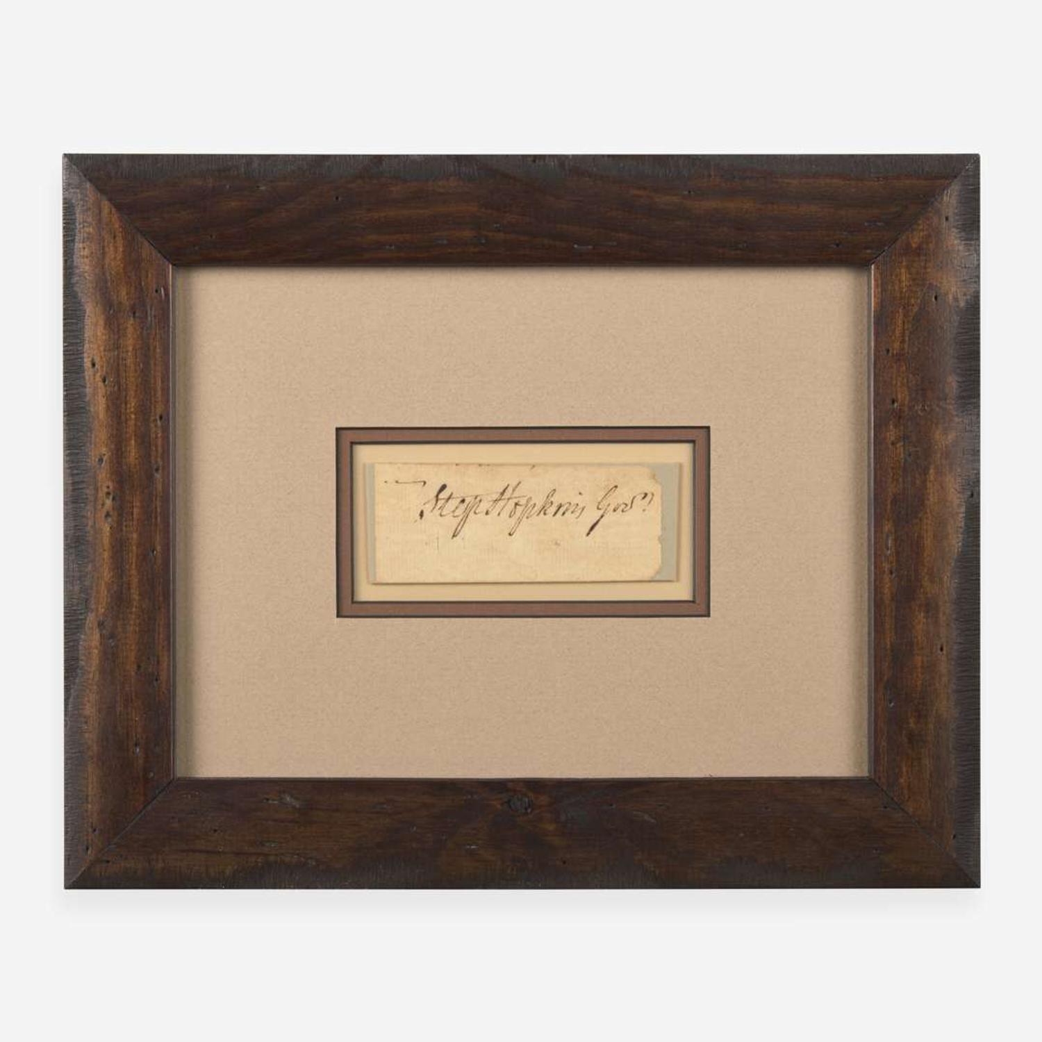 [Declaration of Independence] [Rhode Island] Hopkins, Stephen Cut Signature