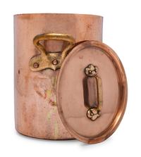 A French Copper Stock Pot with Cover and Brass Handles