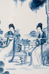 A Pair of Chinese Blue and White Porcelain Plaques