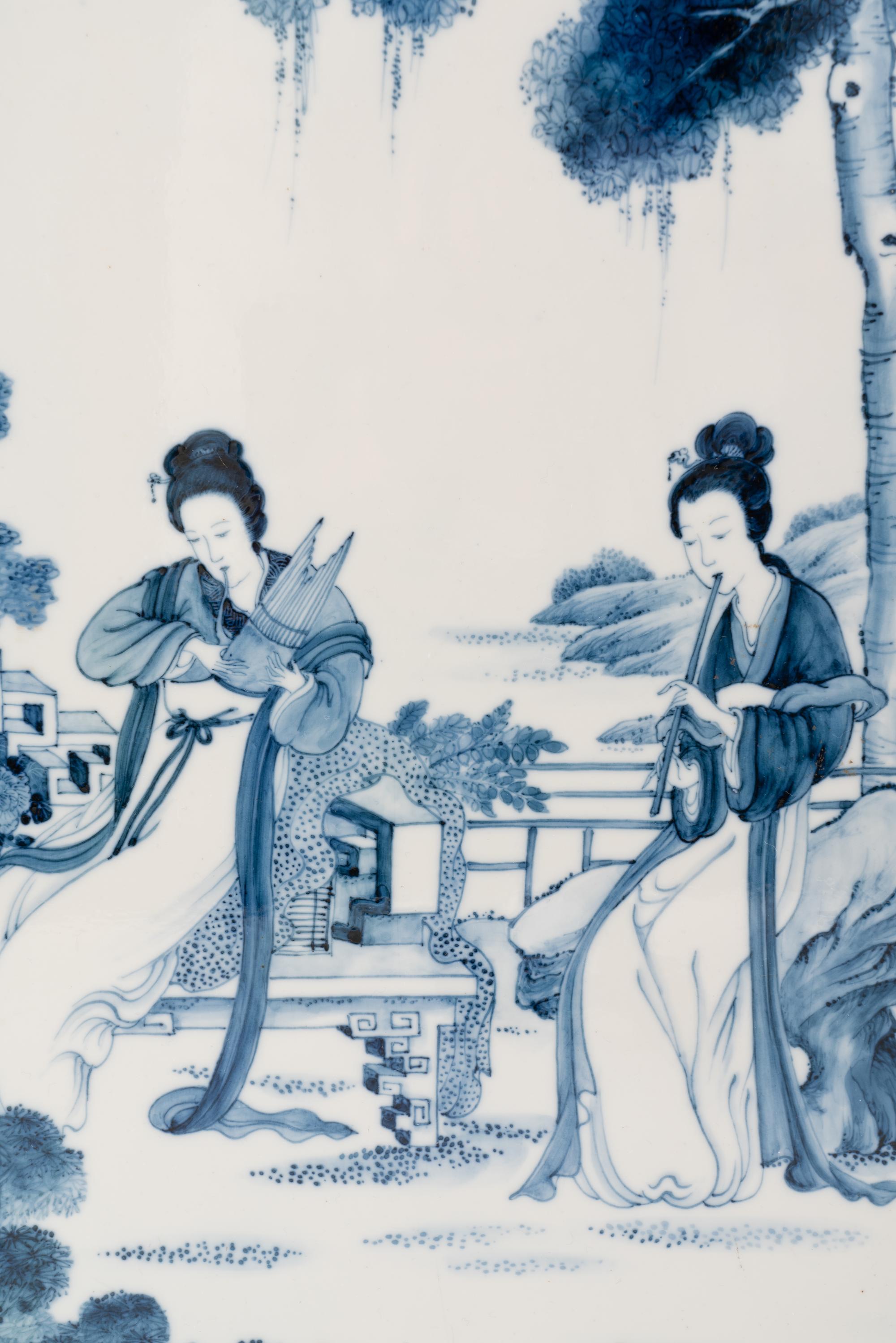A Pair of Chinese Blue and White Porcelain Plaques