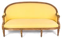 A Louis XVI Style Carved Walnut Canape Height 35 x width 69 x depth 32 inches. — LATE 18TH/EARLY 19TH CENTURY