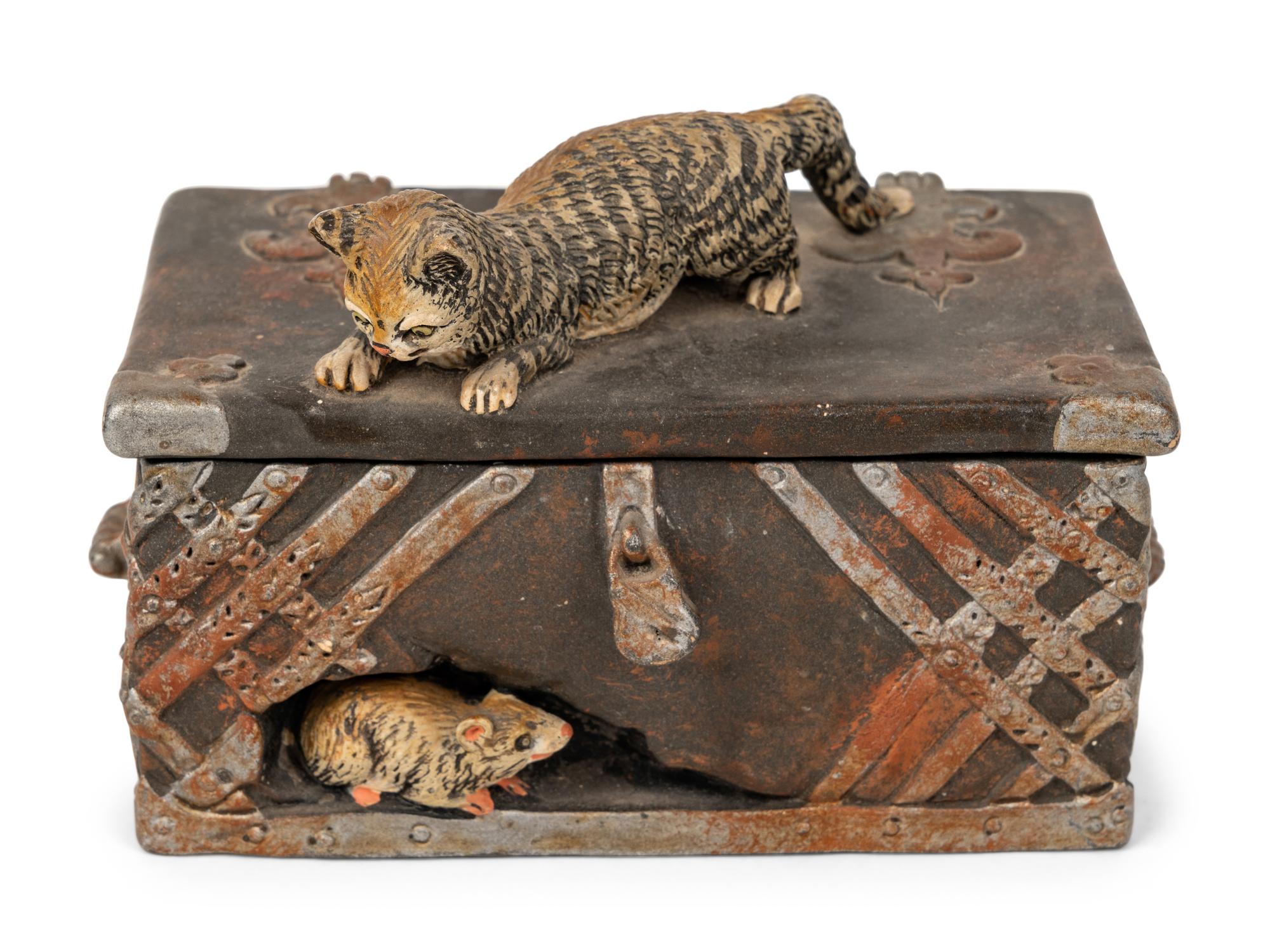 Three Continental Cat-Themed Inkwells