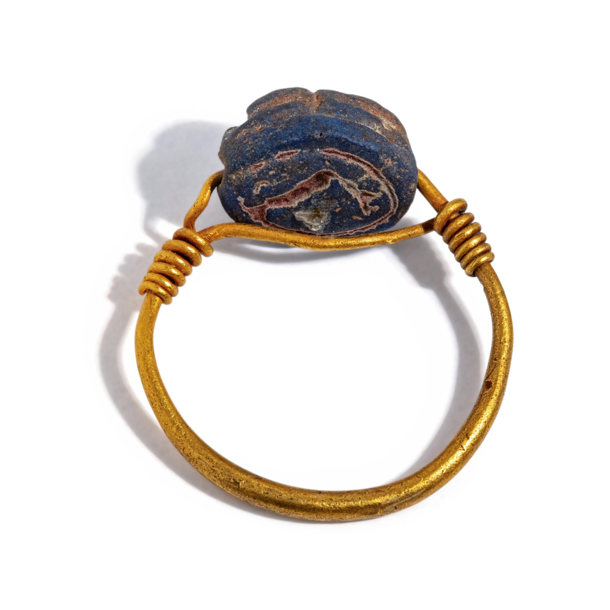 A Romano-Egyptian Gold Scarab Ring