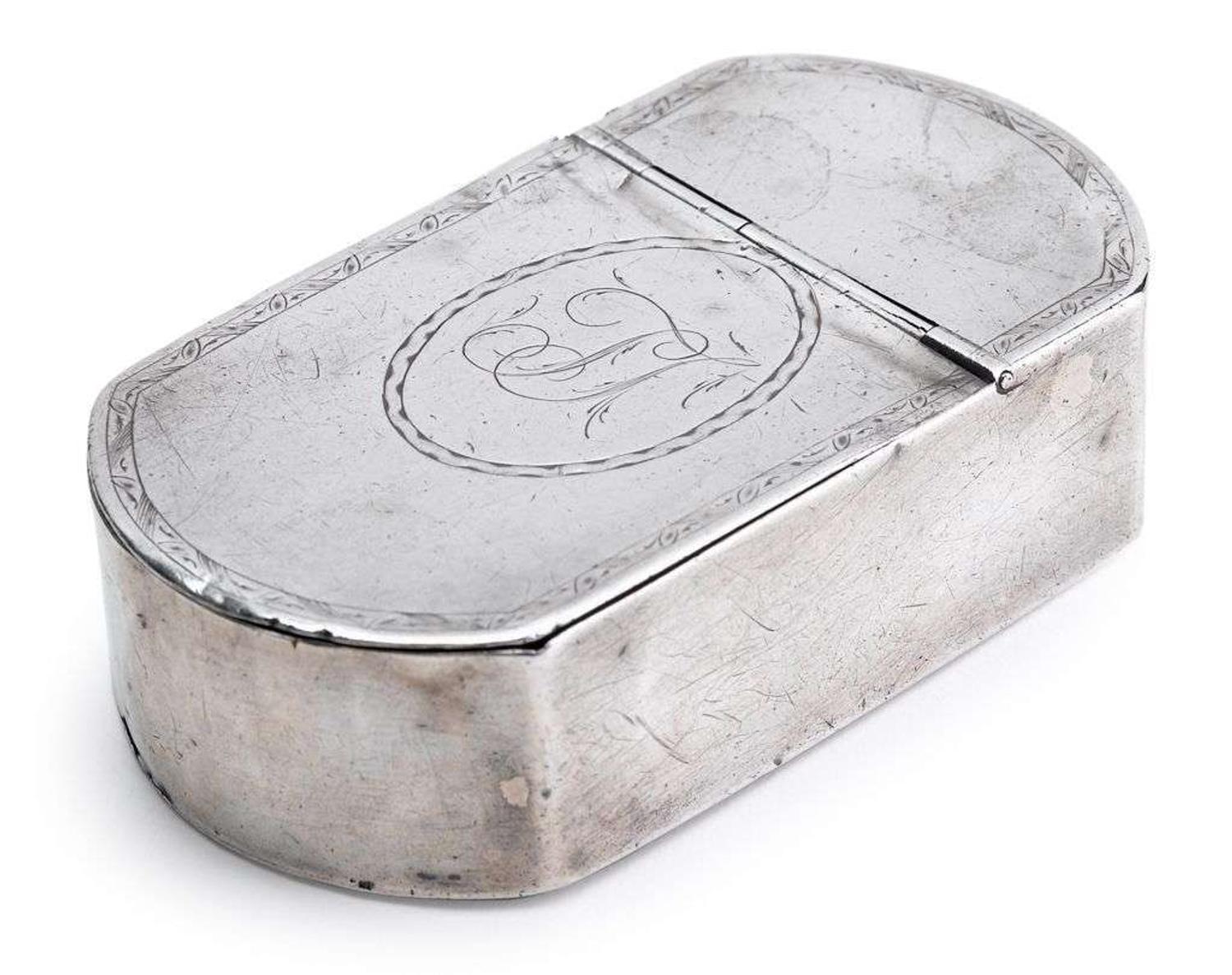 Silver snuff box maker's mark "decosta," probably caton decosta, raleigh, nc, circa 1800
