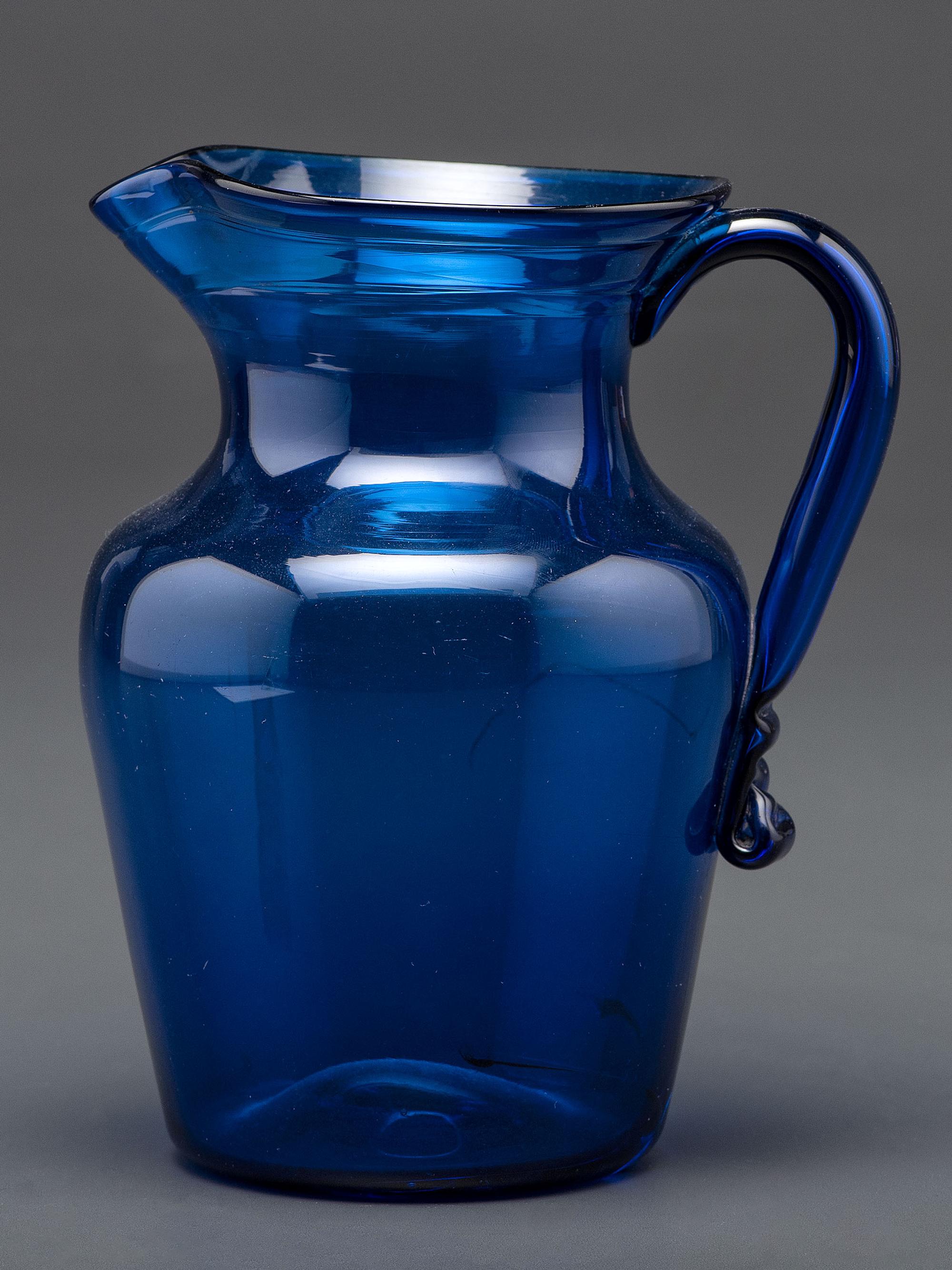 A Midwestern Glass Pitcher in Blue