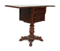 An American Empire Mahogany Drop Leaf Work Table — 19TH CENTURY
