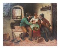 Two Miners with a Woman in Interior
