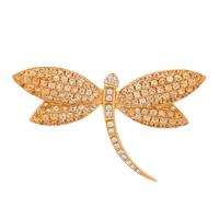 YELLOW SAPPHIRE AND DIAMOND DRAGONFLY BROOCH