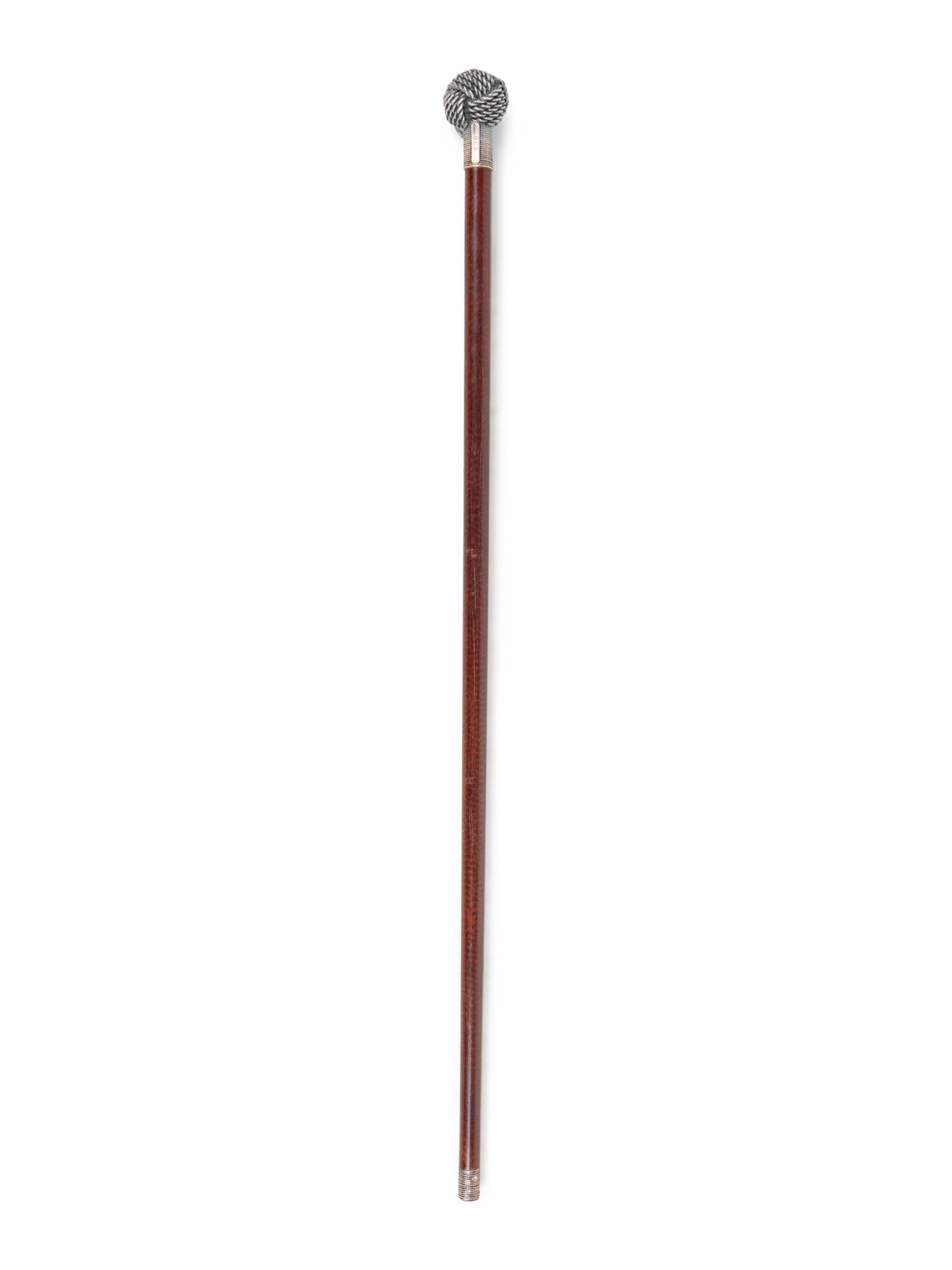 An American Silver Mounted Paduk Walking Stick