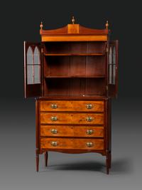 A Federal Mahogany and Figured Maple Secretary Bookcase