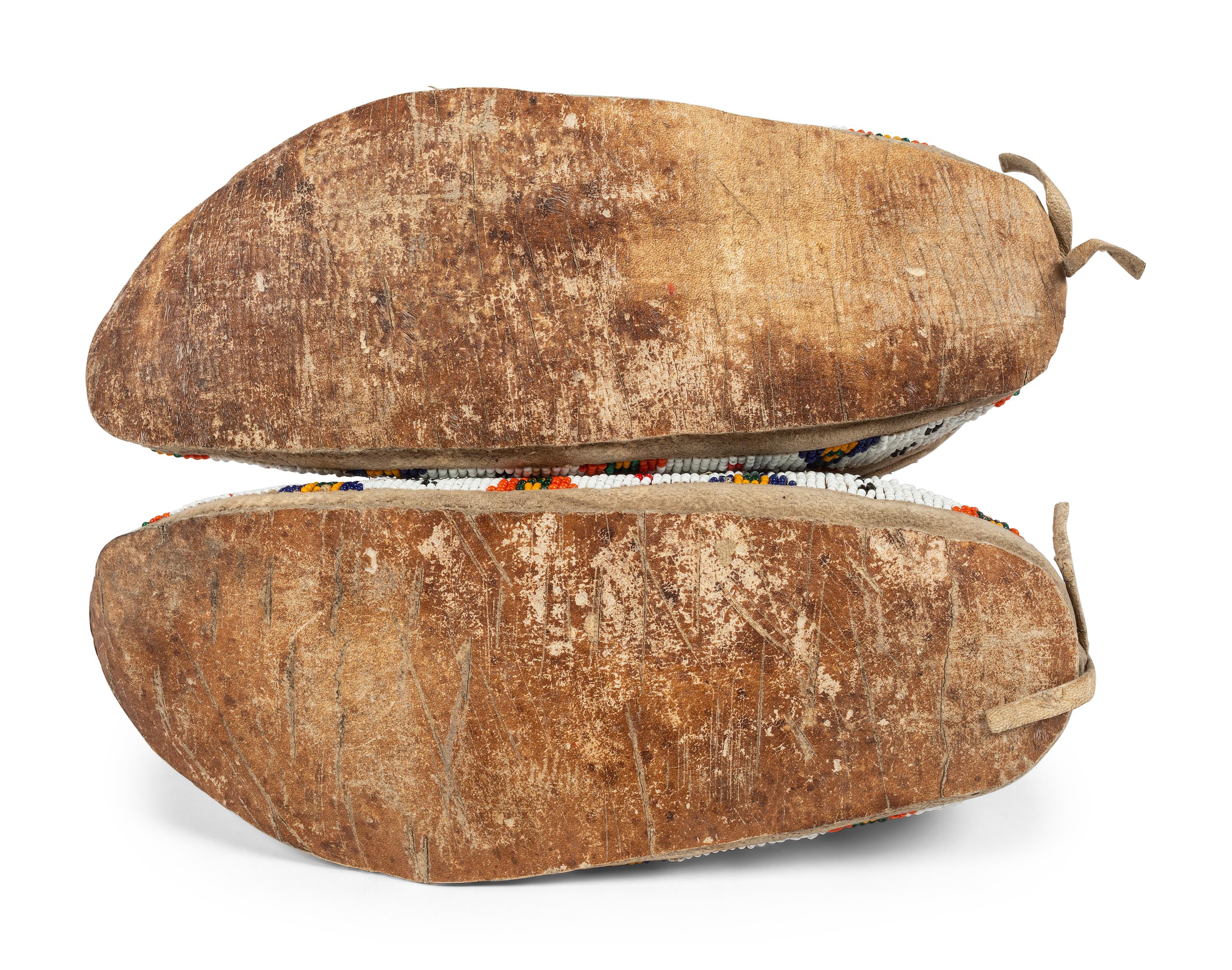 Northern Plains Beaded Hide Moccasins