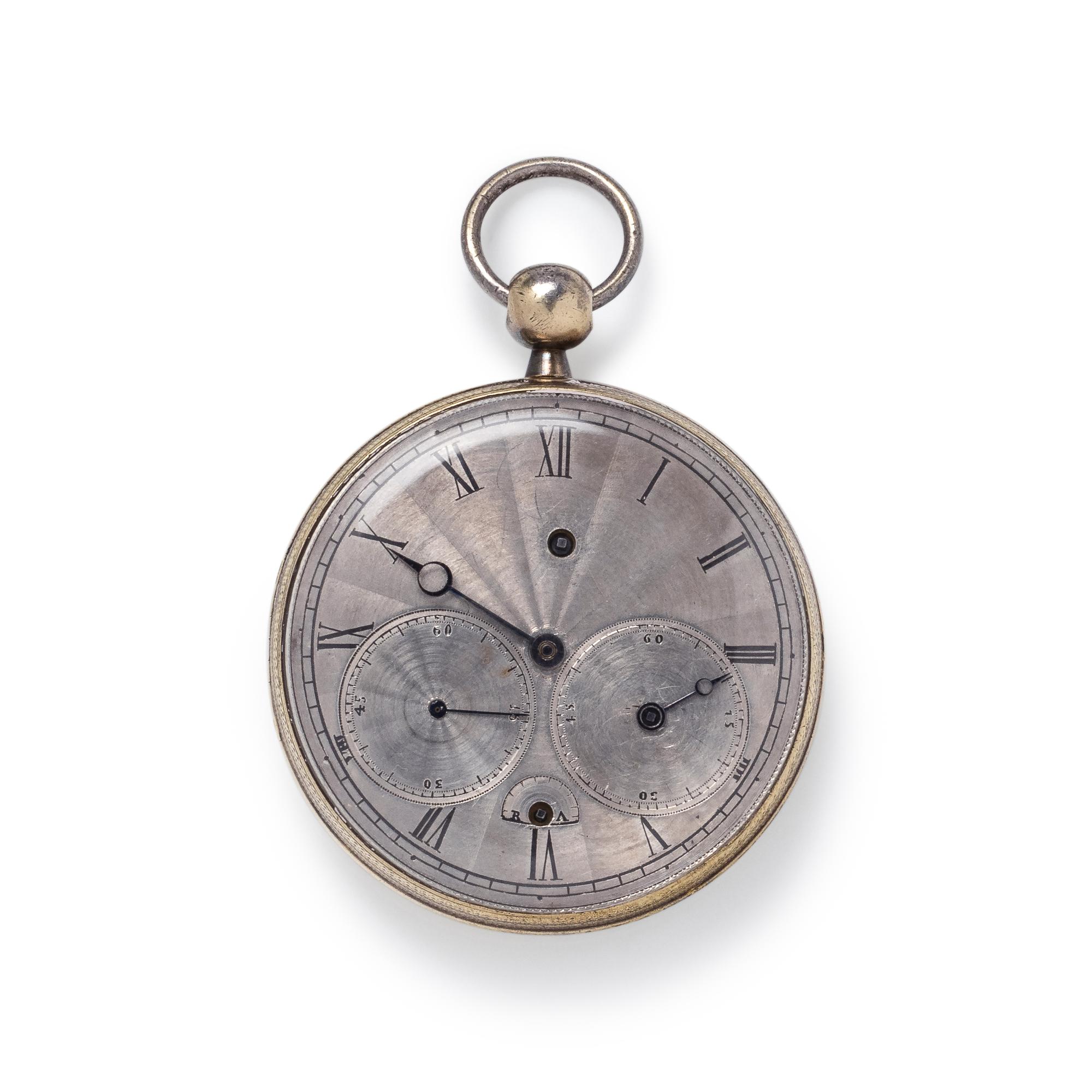 GILT-METAL AND SILVER OPEN FACE POCKET WATCH