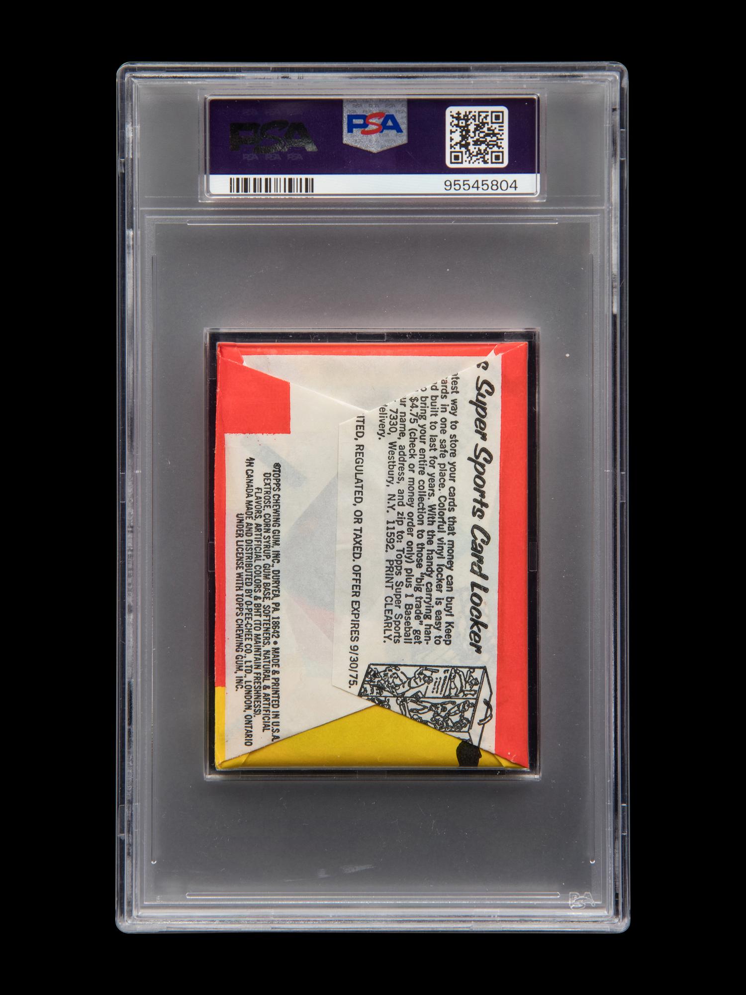 A Sealed Unopened Wax Pack of 1975 Topps Baseball Cards (PSA 7 NM)
