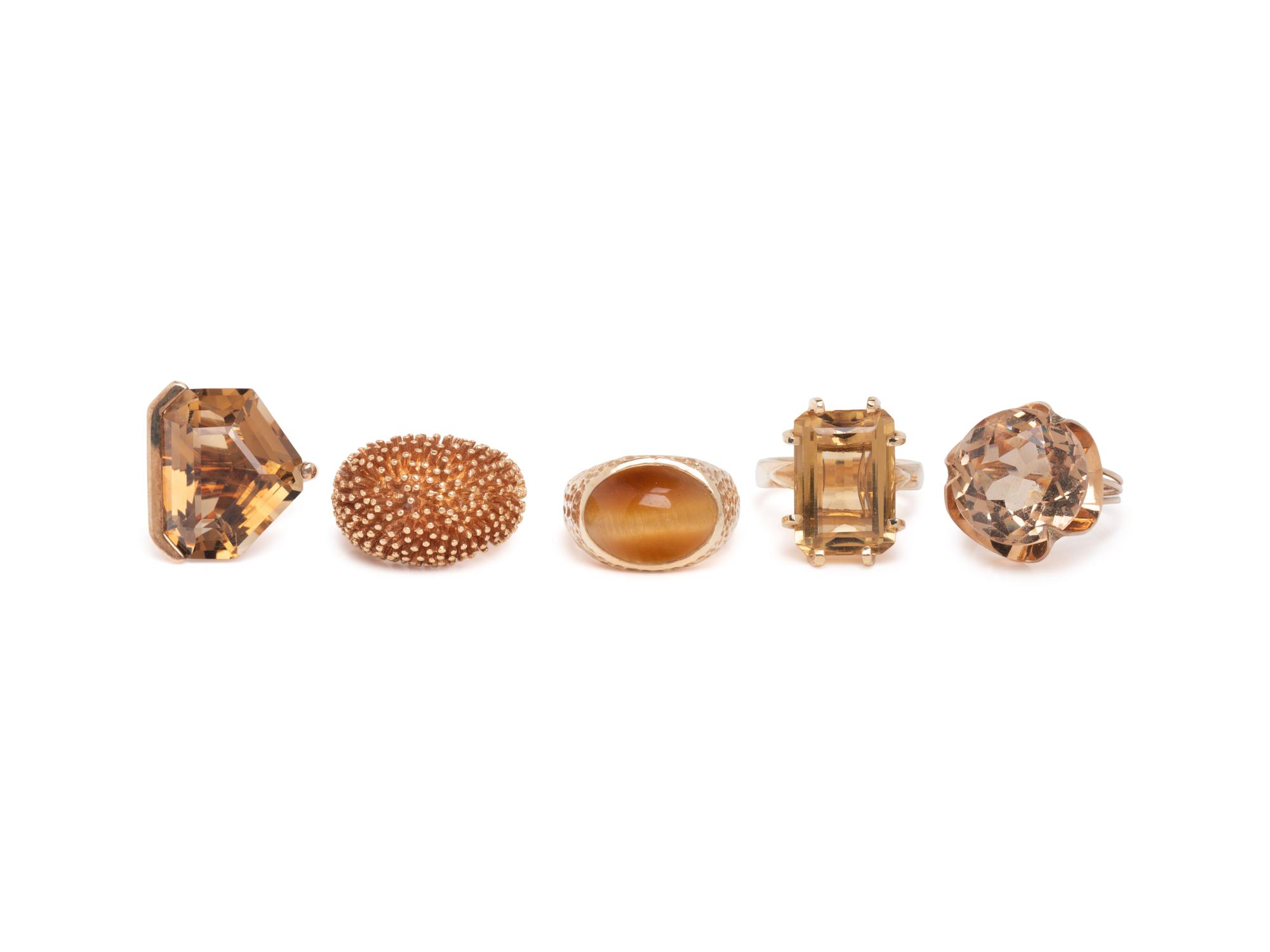 COLLECTION OF YELLOW GOLD AND GEMSTONE RINGS