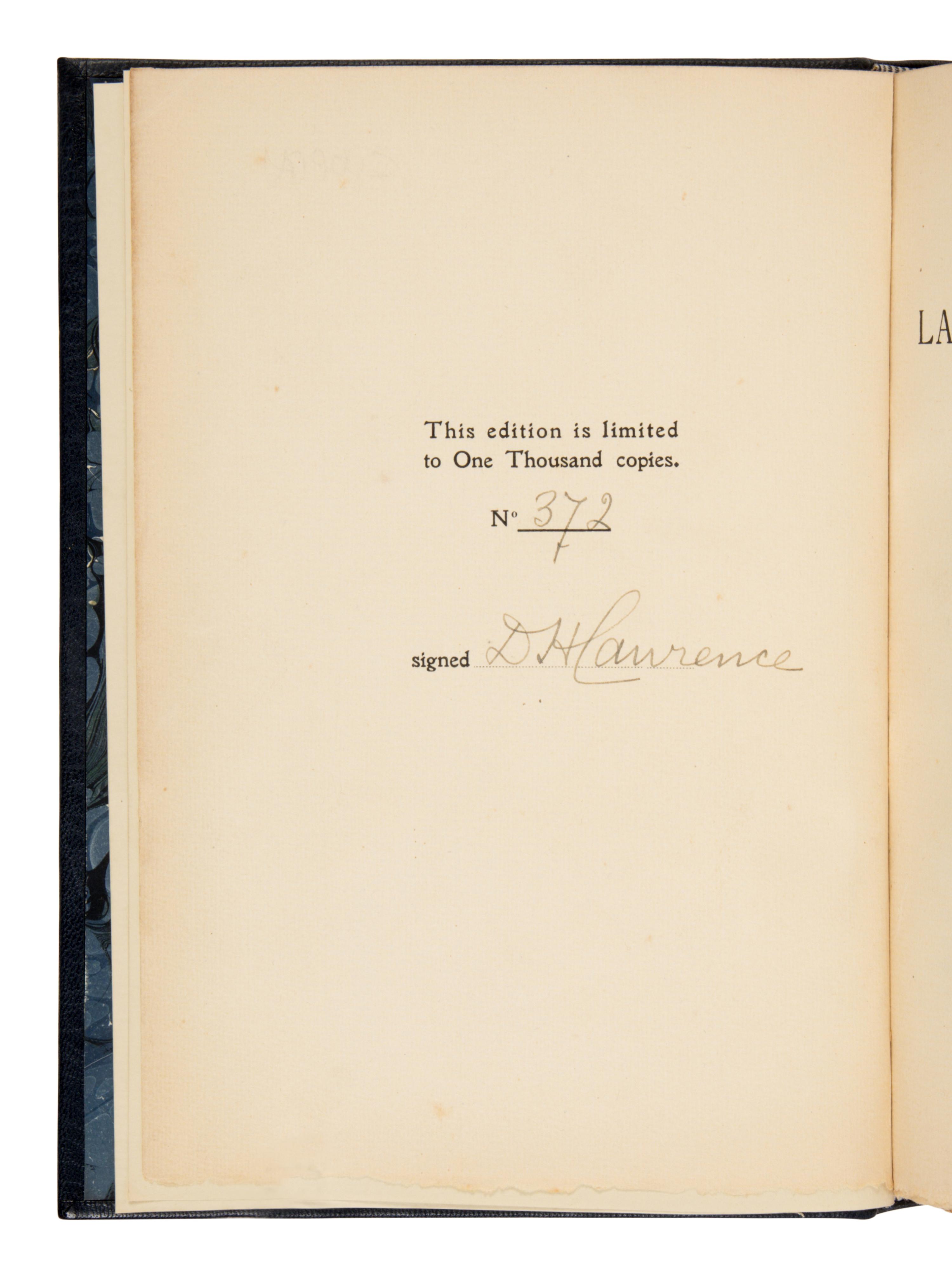 Lawrence, D.H. (1885-1930). Lady Chatterley's Lover . [Florence, Italy]: Privately printed, 1928.