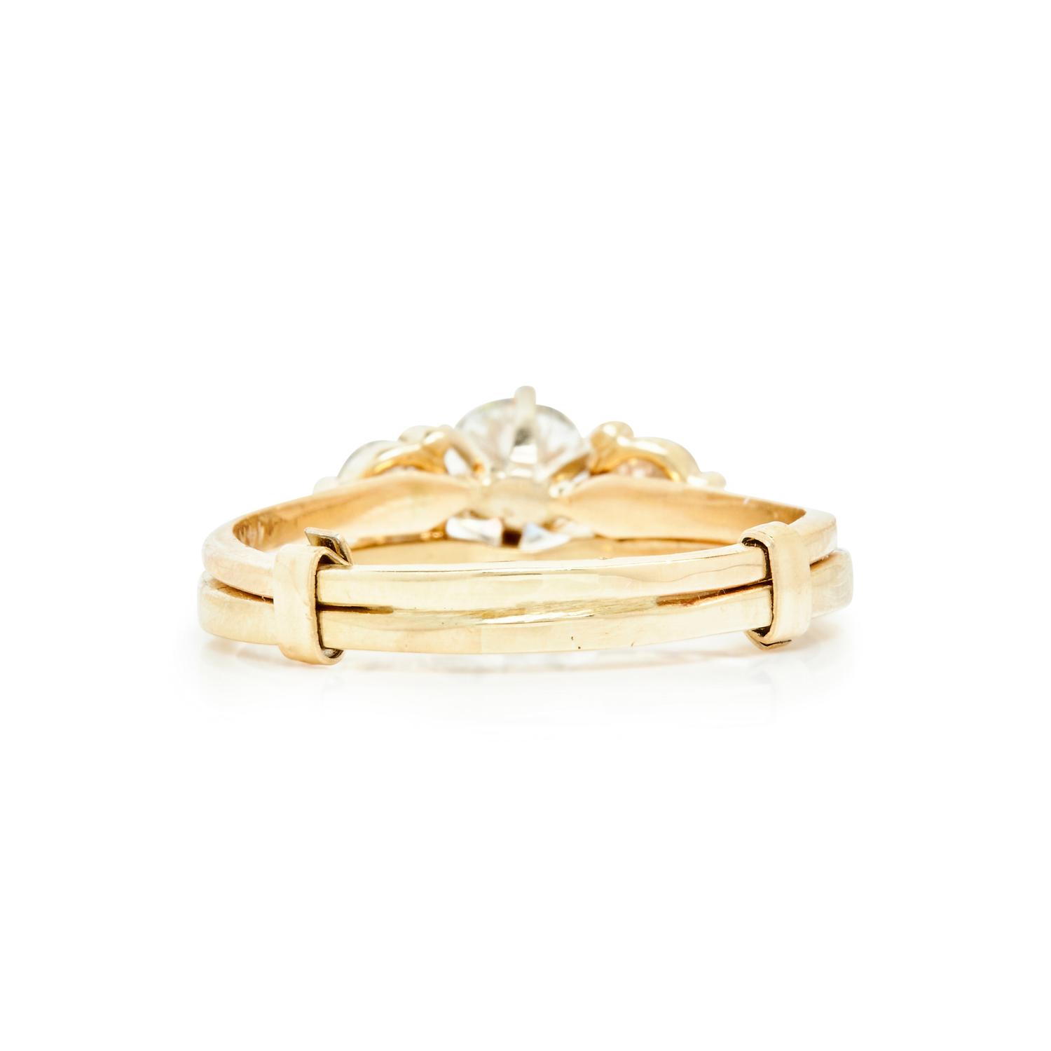 YELLOW GOLD AND DIAMOND THREE STONE RING