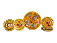 A Group of French Sarreguemines Majolica Dessert Plates and Cake Platter — 20th Century
