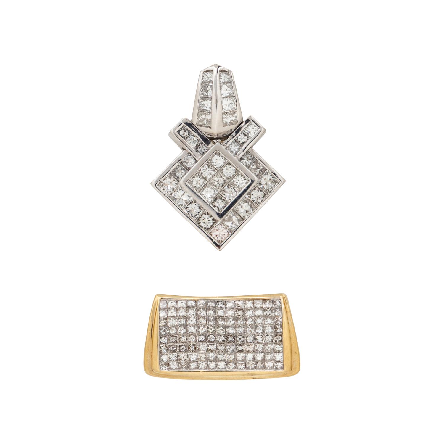 YELLOW GOLD OMEGA CHAIN WITH TWO DIAMOND SLIDES