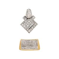 YELLOW GOLD OMEGA CHAIN WITH TWO DIAMOND SLIDES