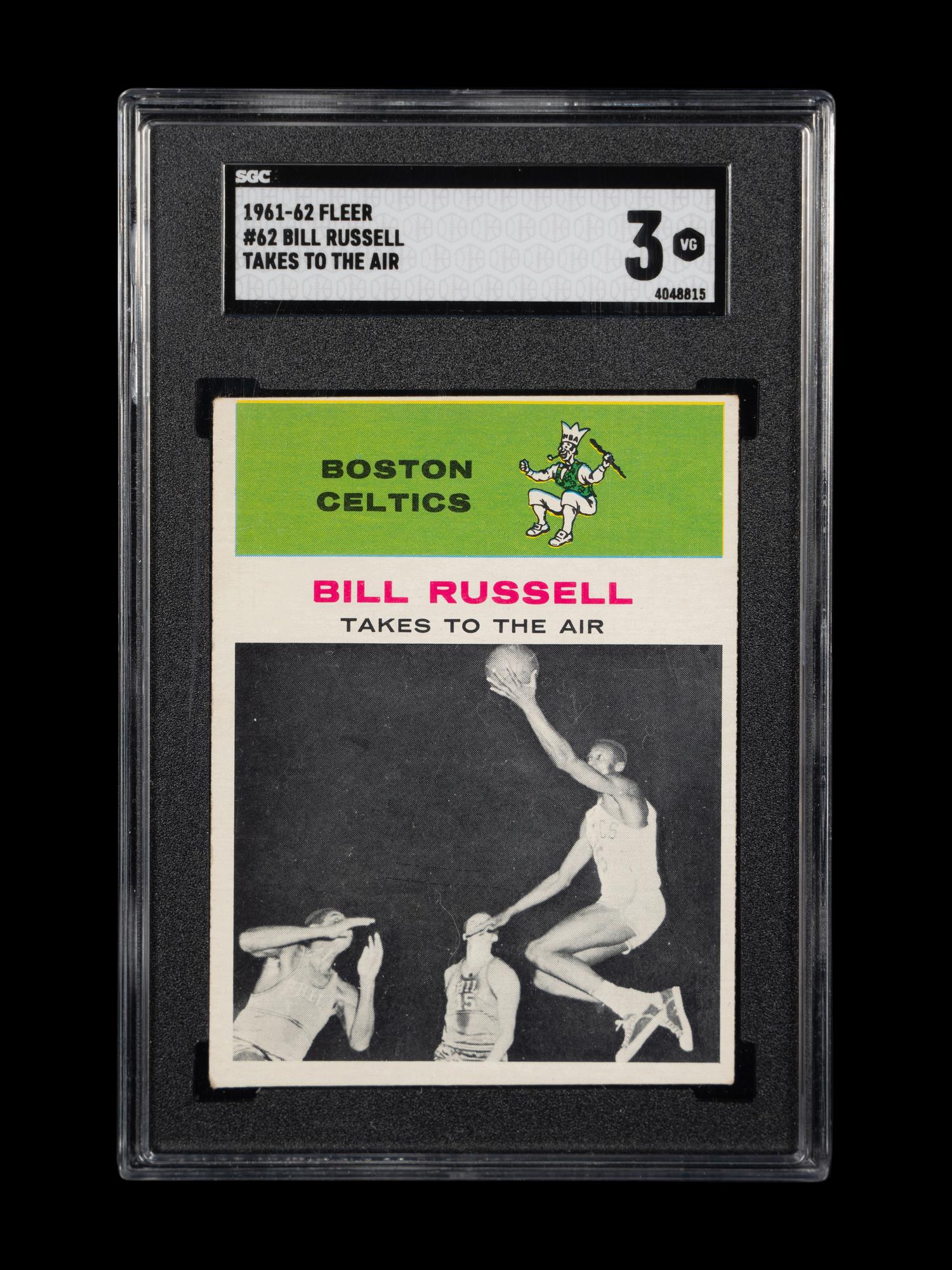 A 1961-62 Fleer Bill Russell Takes To The Air Basketball Card No 62 (SGC 3 VG)