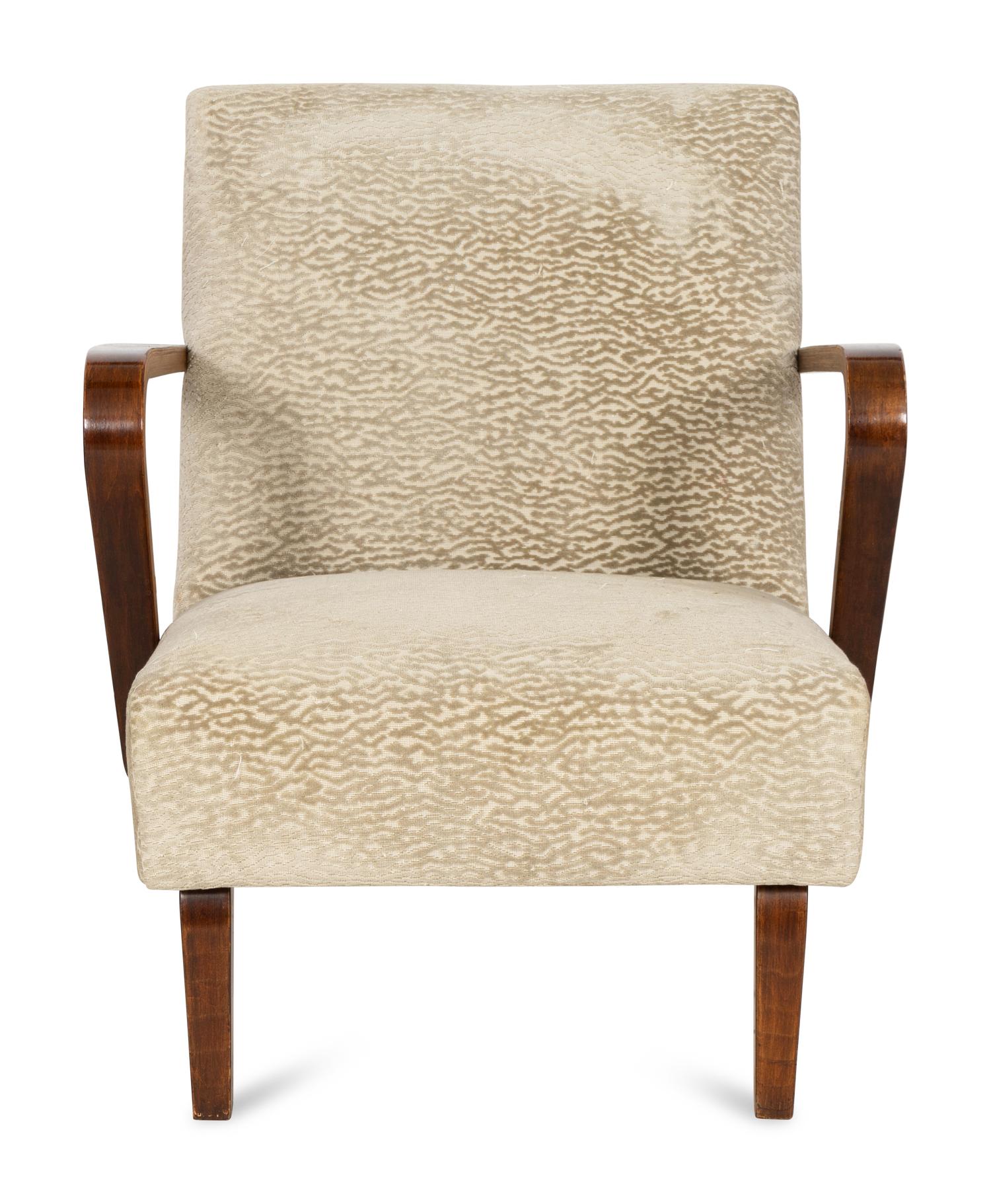 An Art Deco Lounge Chair with Manuel Canovas Upholstery