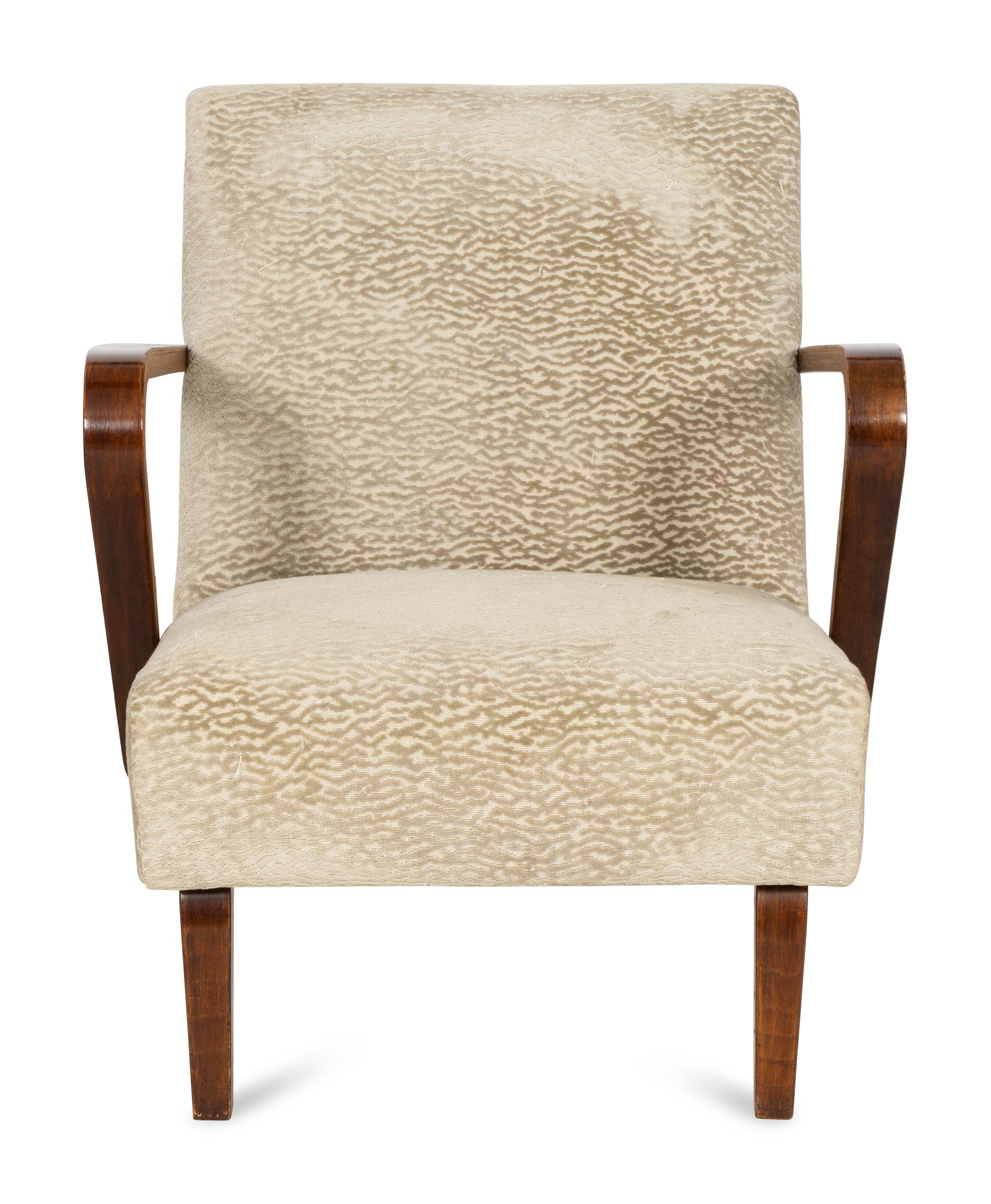 An Art Deco Lounge Chair with Manuel Canovas Upholstery