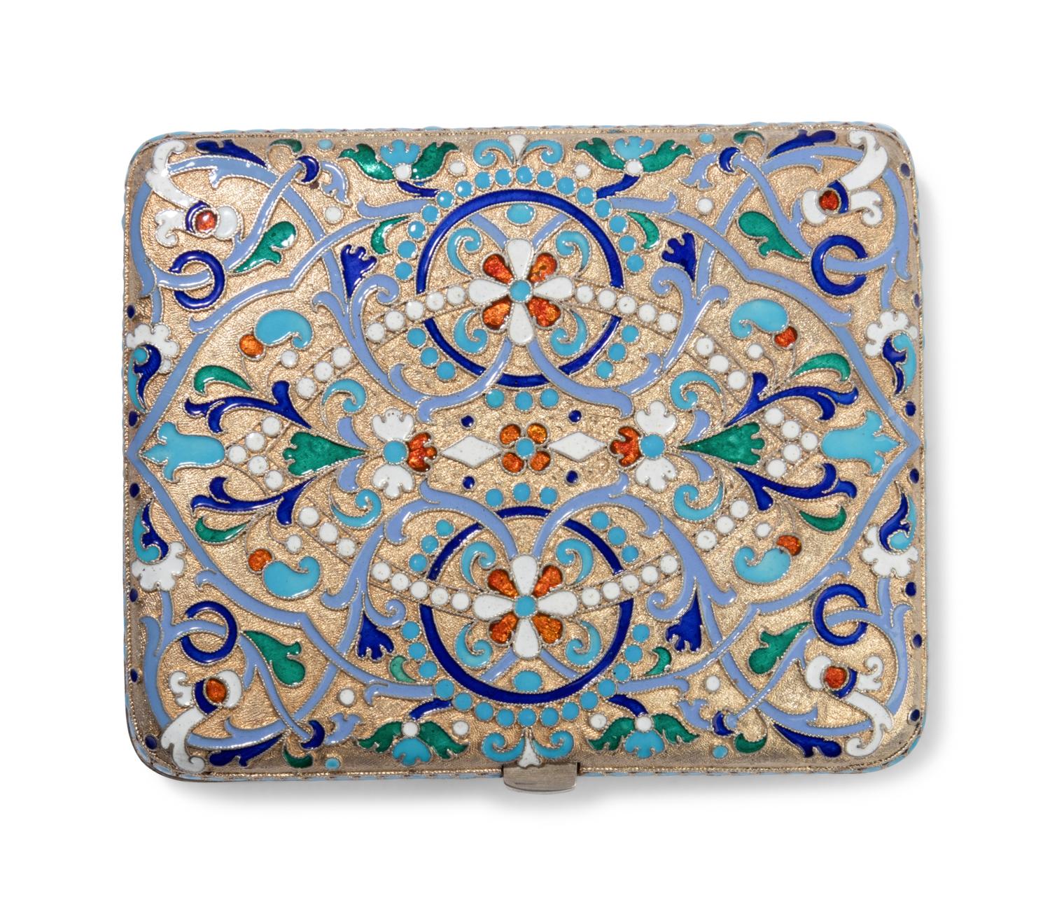 A Russian Silver-Gilt and Enamel Cigarette Case