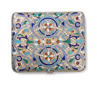 A Russian Silver-Gilt and Enamel Cigarette Case